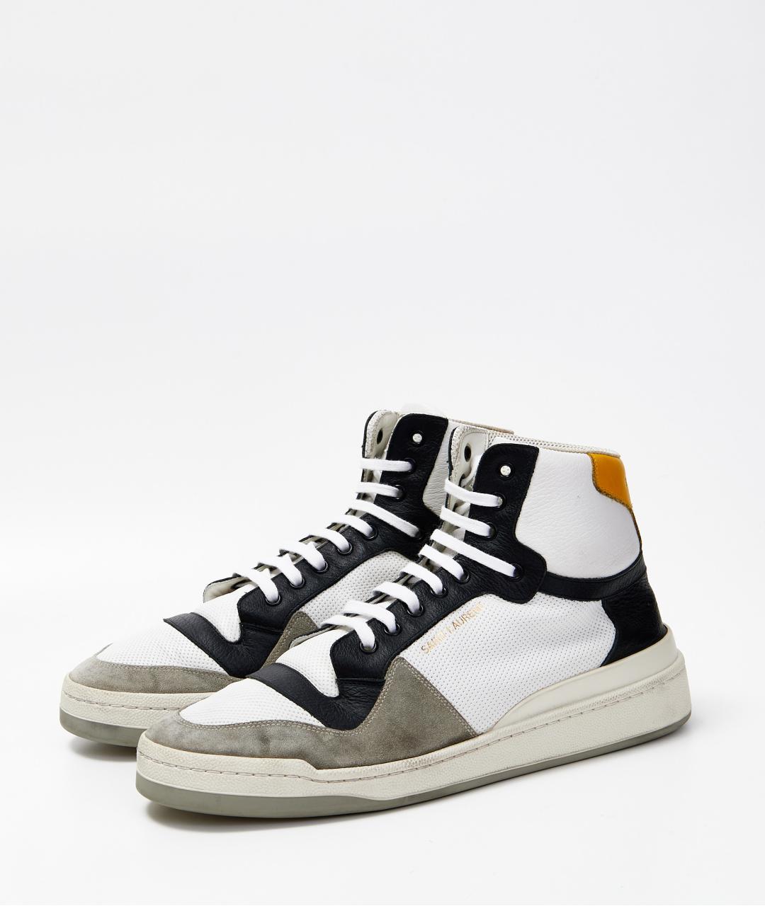 SAINT LAURENT Белые кожаные высокие кроссовки / кеды, фото 2
