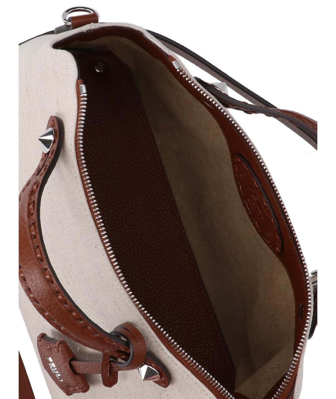 FENDI Бежевая тканевая сумка тоут, фото 4
