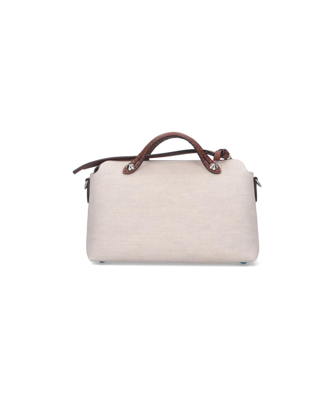 FENDI Бежевая тканевая сумка тоут, фото 3