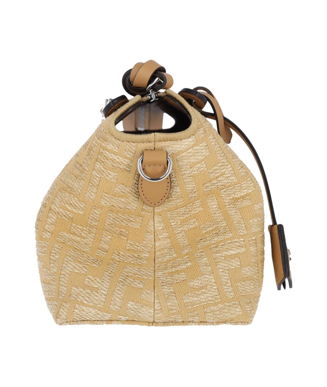 FENDI Бежевая жаккардовая сумка тоут, фото 5
