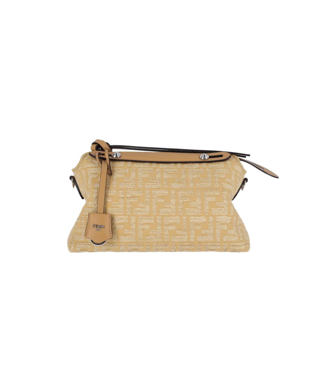 FENDI Бежевая жаккардовая сумка тоут, фото 1