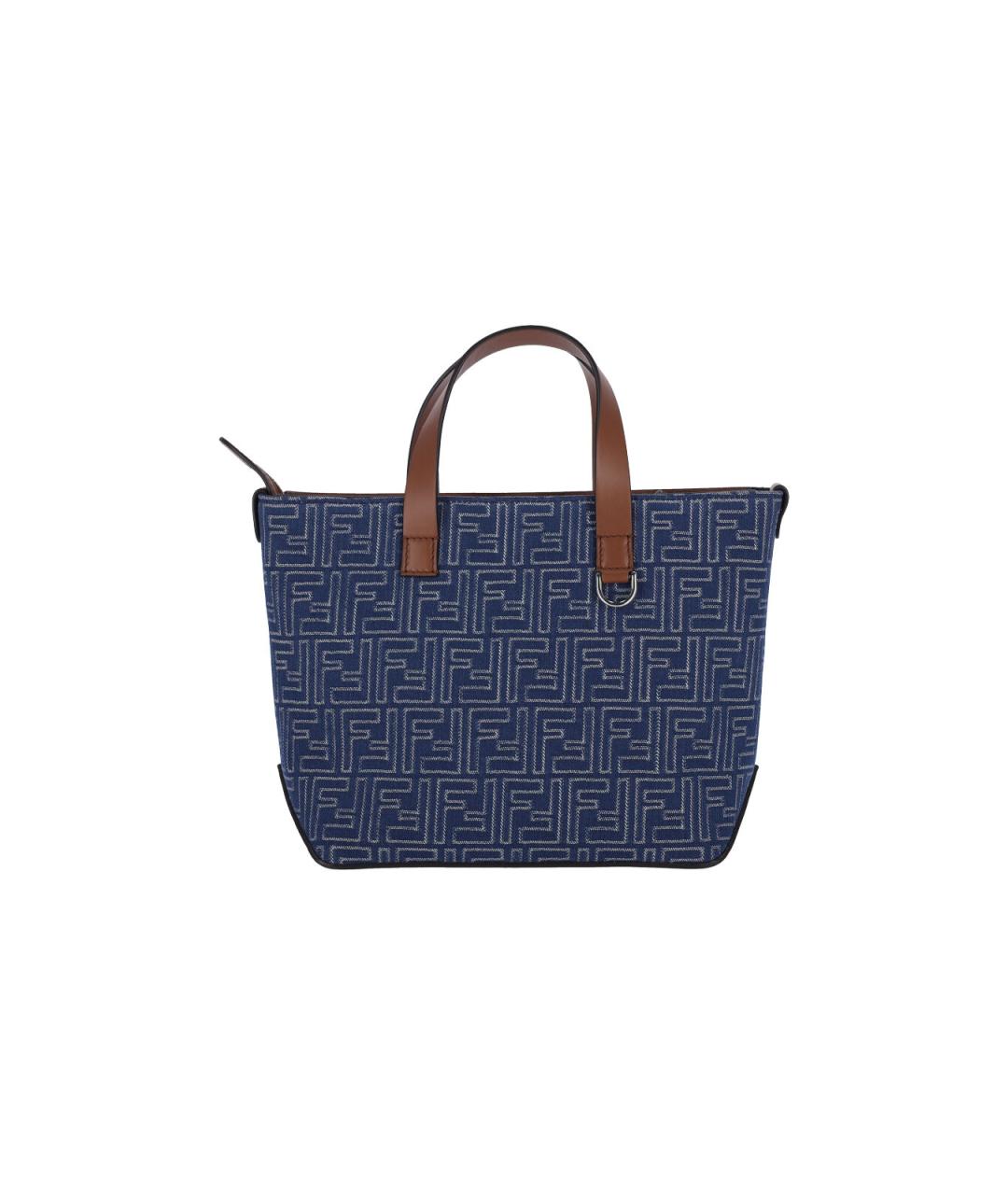 FENDI Синяя хлопковая сумка тоут, фото 3