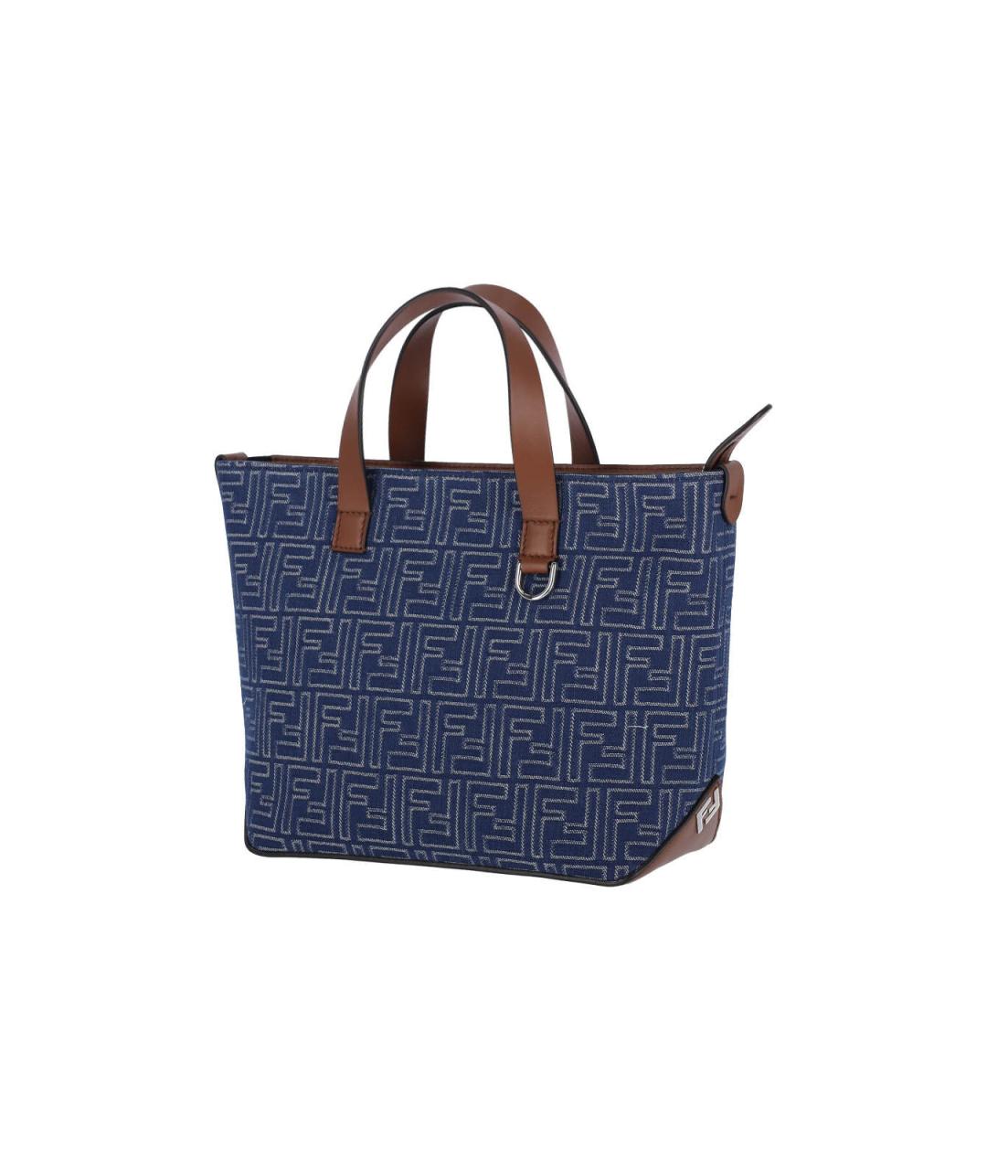FENDI Синяя хлопковая сумка тоут, фото 2