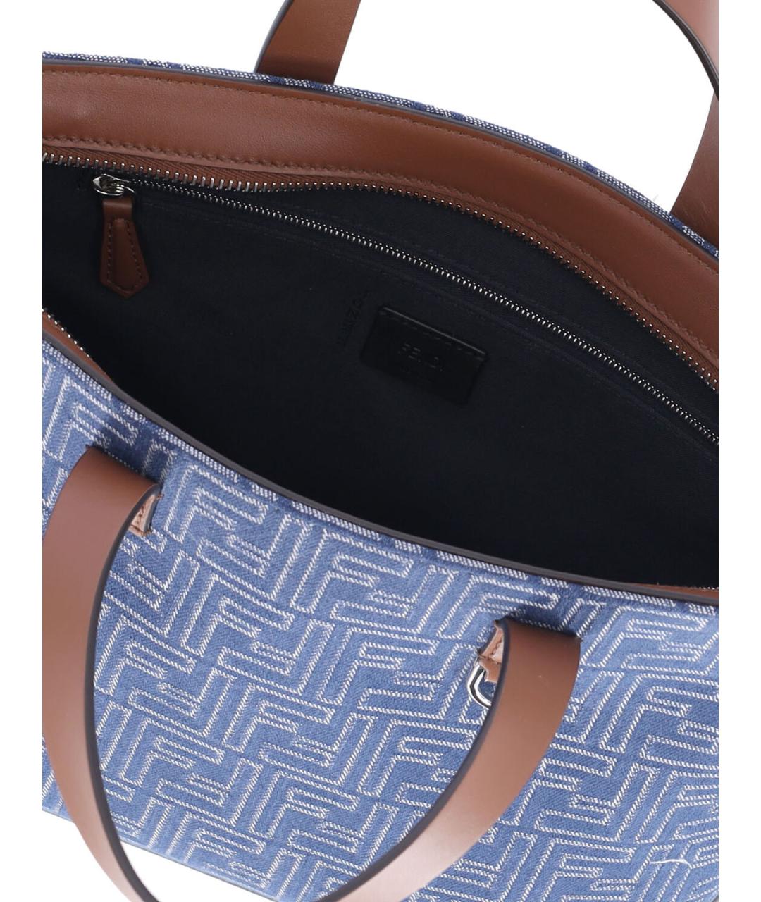 FENDI Синяя хлопковая сумка тоут, фото 4