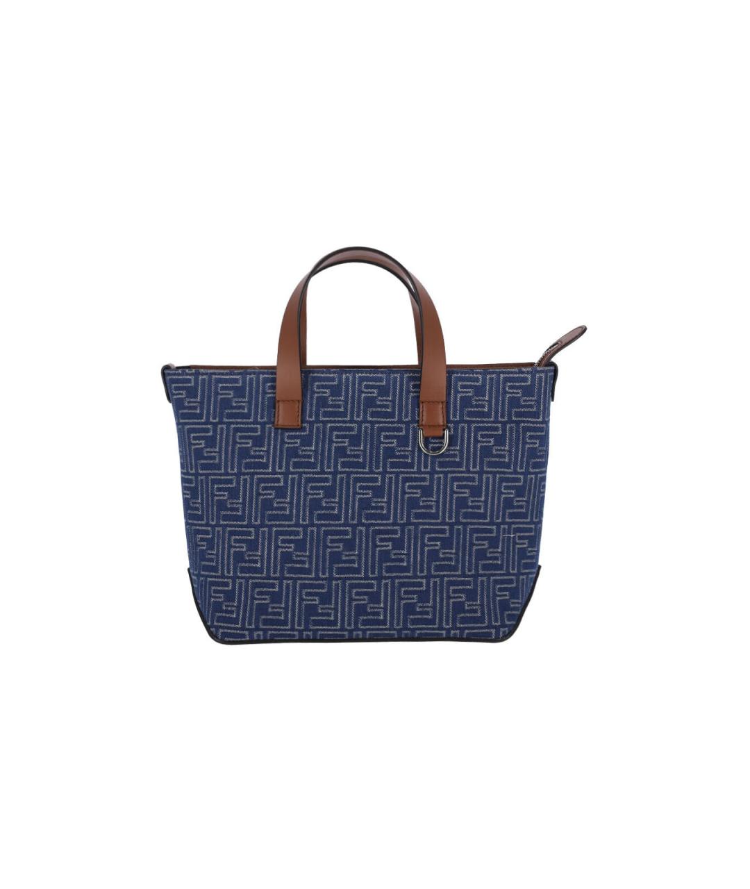 FENDI Синяя хлопковая сумка тоут, фото 1