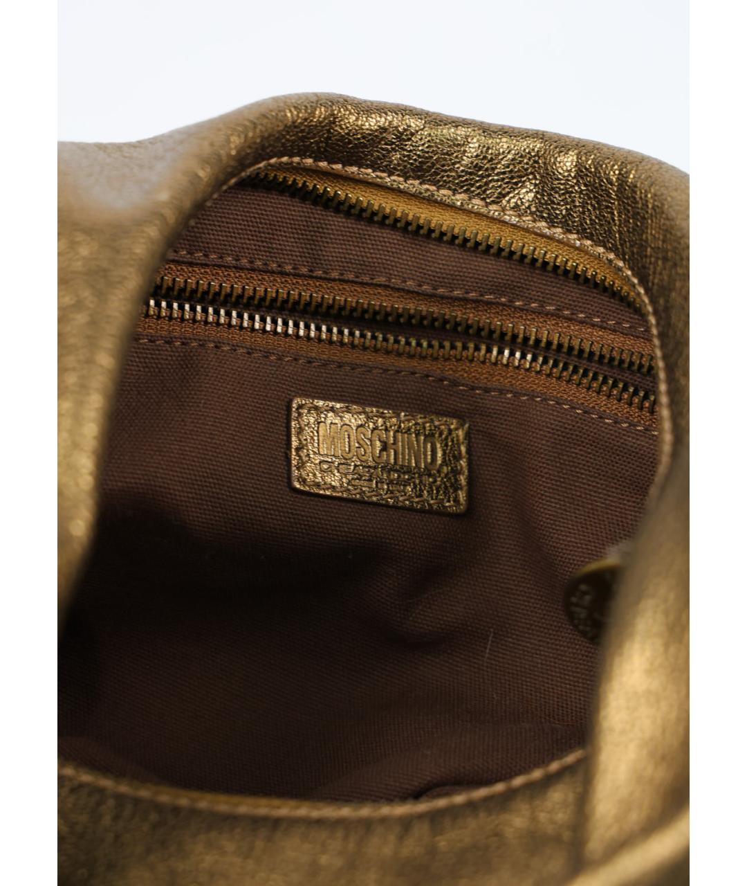 MOSCHINO Золотая кожаная сумка тоут, фото 5