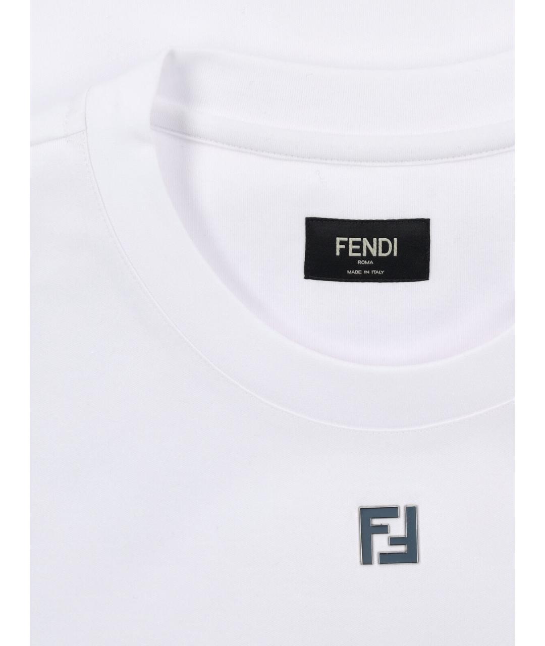 FENDI Белая хлопковая футболка, фото 5
