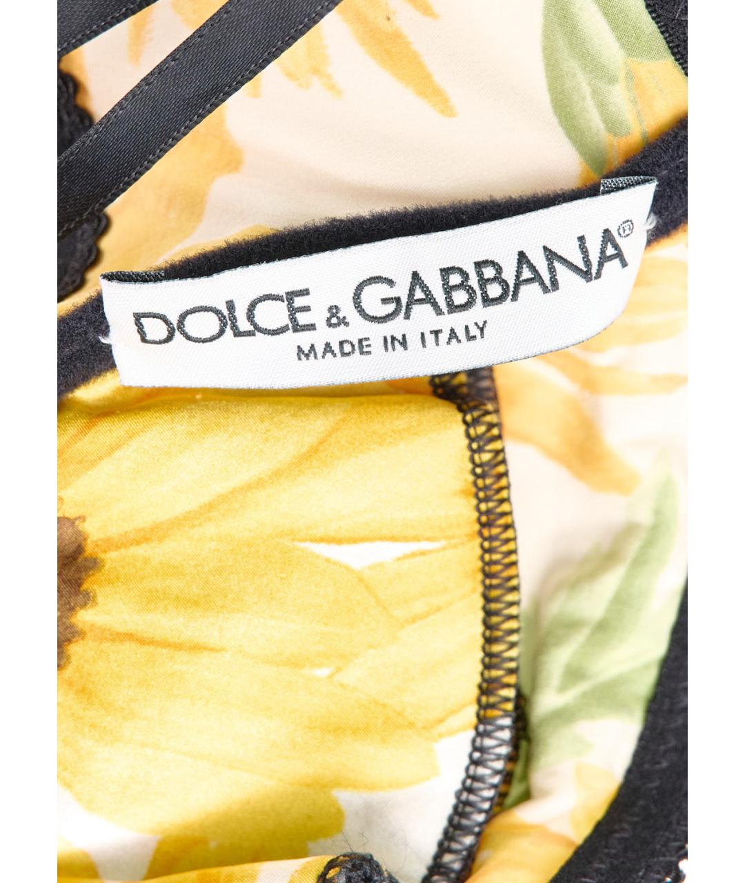 DOLCE&GABBANA Желтая шелковая майка, фото 3