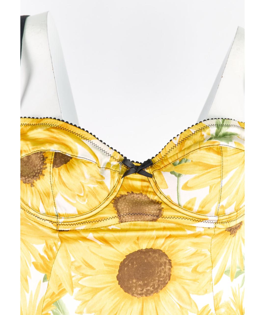 DOLCE&GABBANA Желтая шелковая майка, фото 4