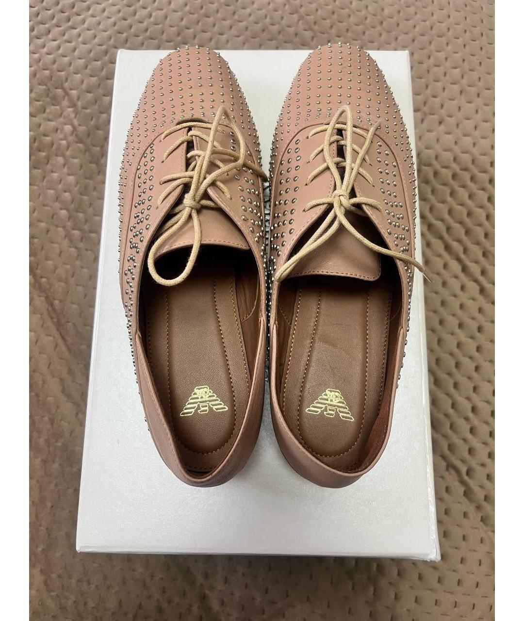 EMPORIO ARMANI Бежевые кожаные брогги и оксфорды, фото 3