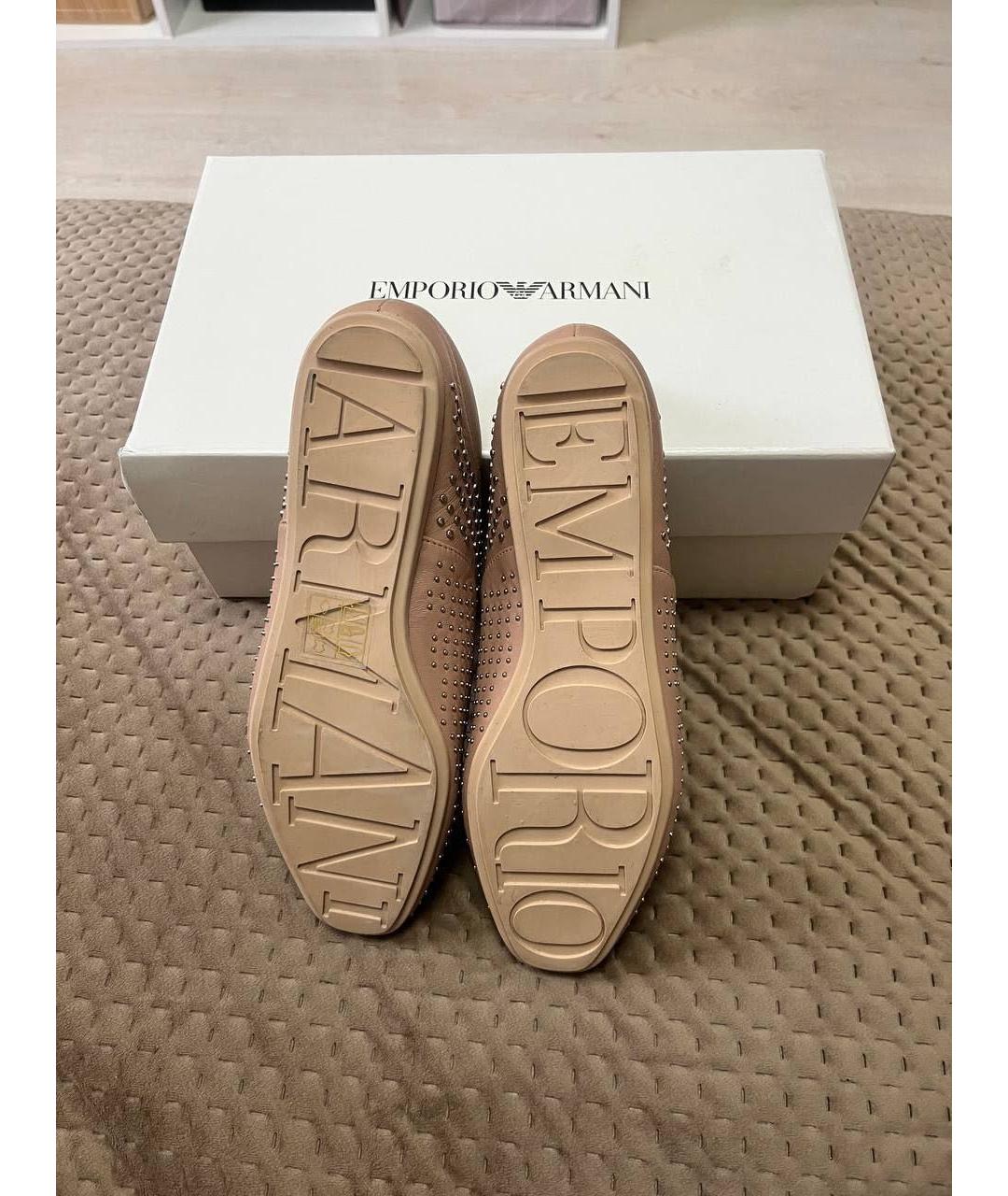 EMPORIO ARMANI Бежевые кожаные брогги и оксфорды, фото 7