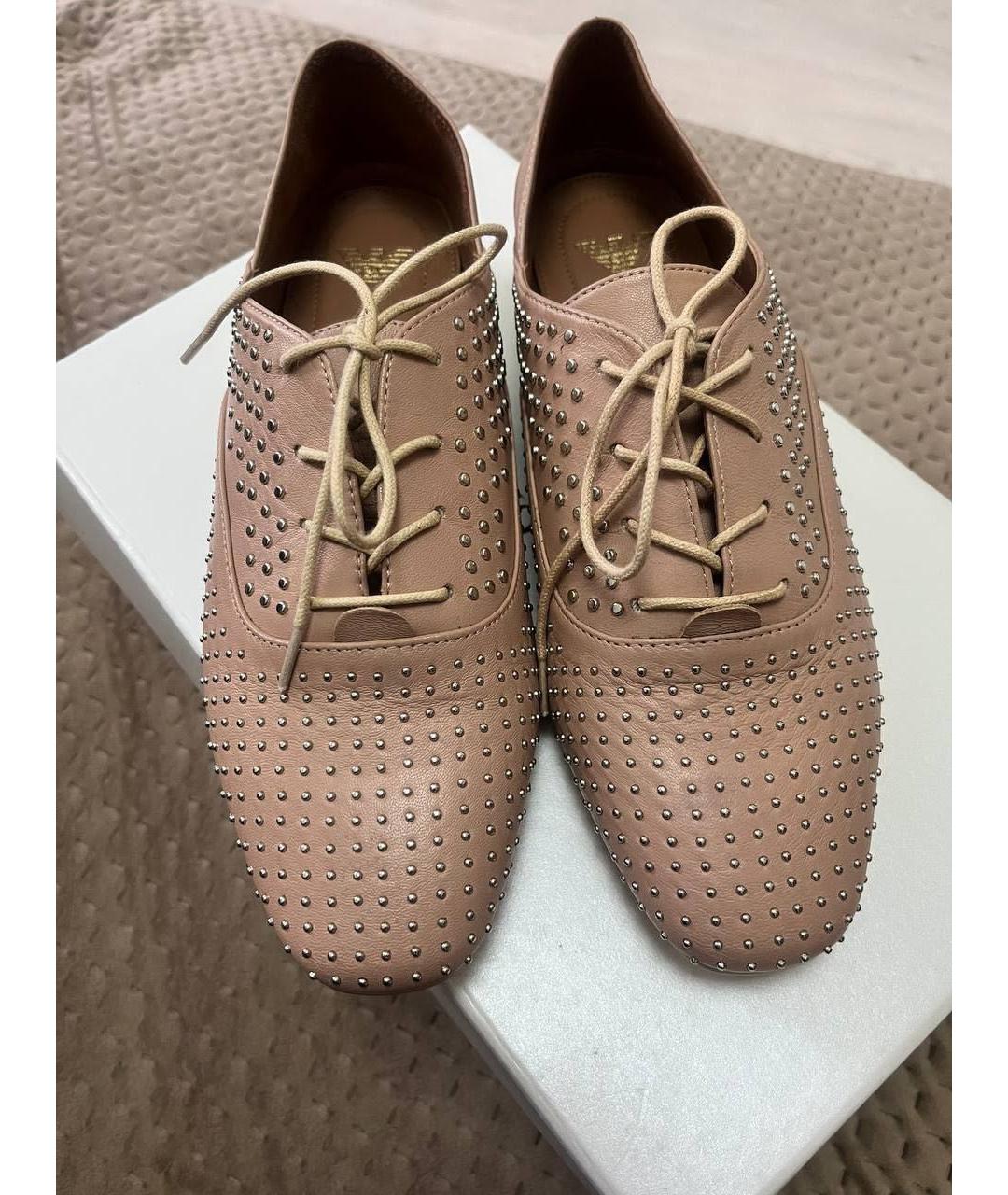 EMPORIO ARMANI Бежевые кожаные брогги и оксфорды, фото 2