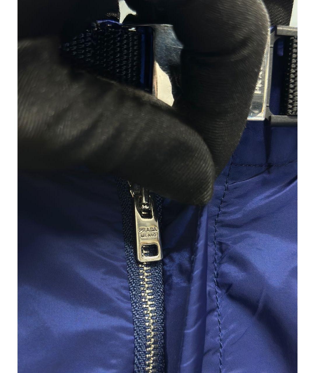 PRADA Синие полиамидовые повседневные брюки, фото 7