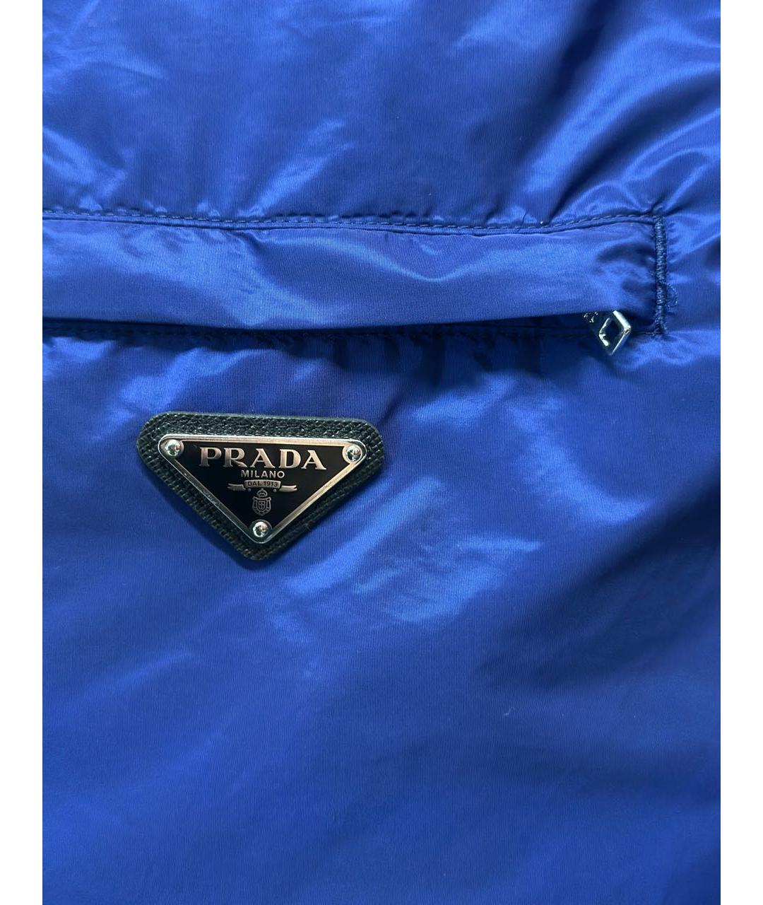 PRADA Синие полиамидовые повседневные брюки, фото 4