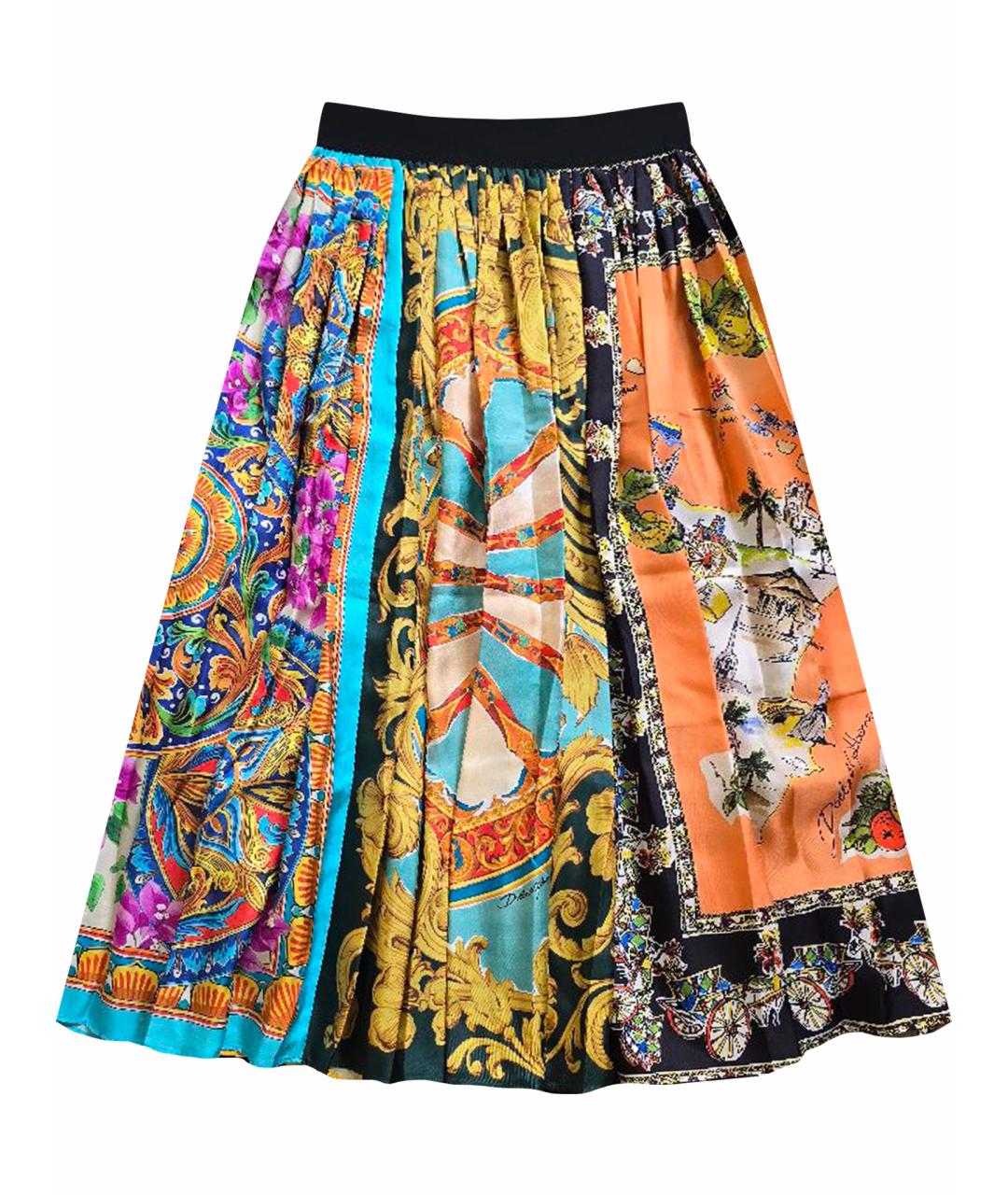 DOLCE&GABBANA Мульти шелковая юбка макси, фото 1