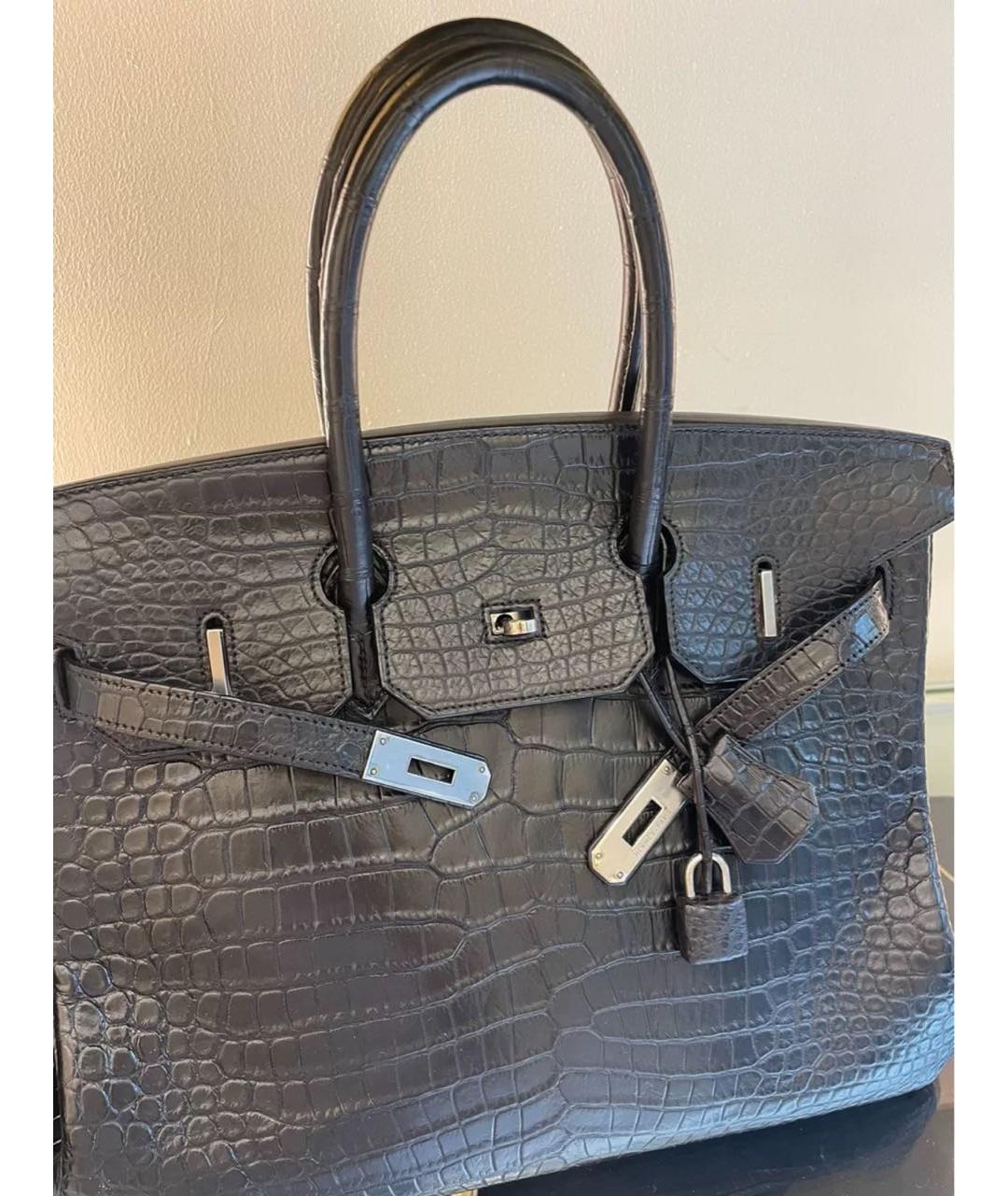HERMES Черная кожаная сумка тоут, фото 5