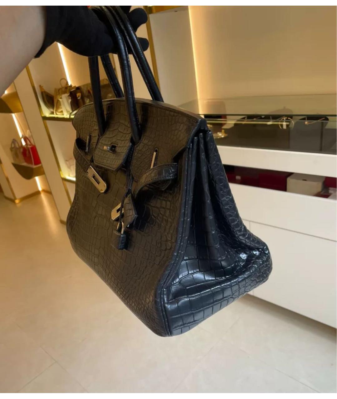 HERMES Черная кожаная сумка тоут, фото 3