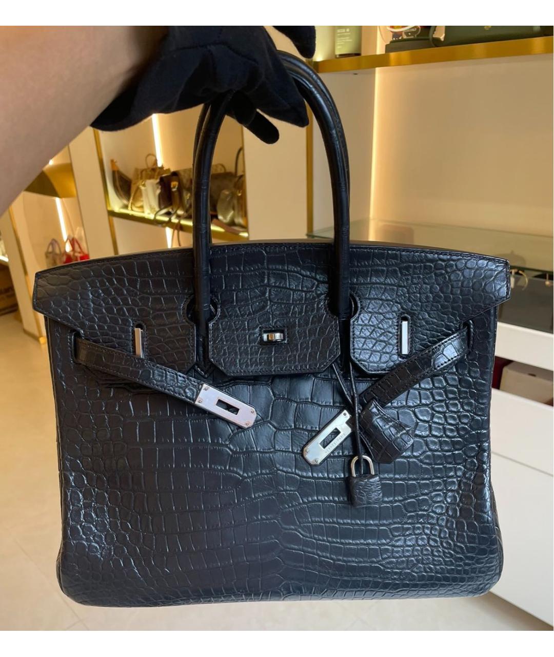 HERMES Черная кожаная сумка тоут, фото 7