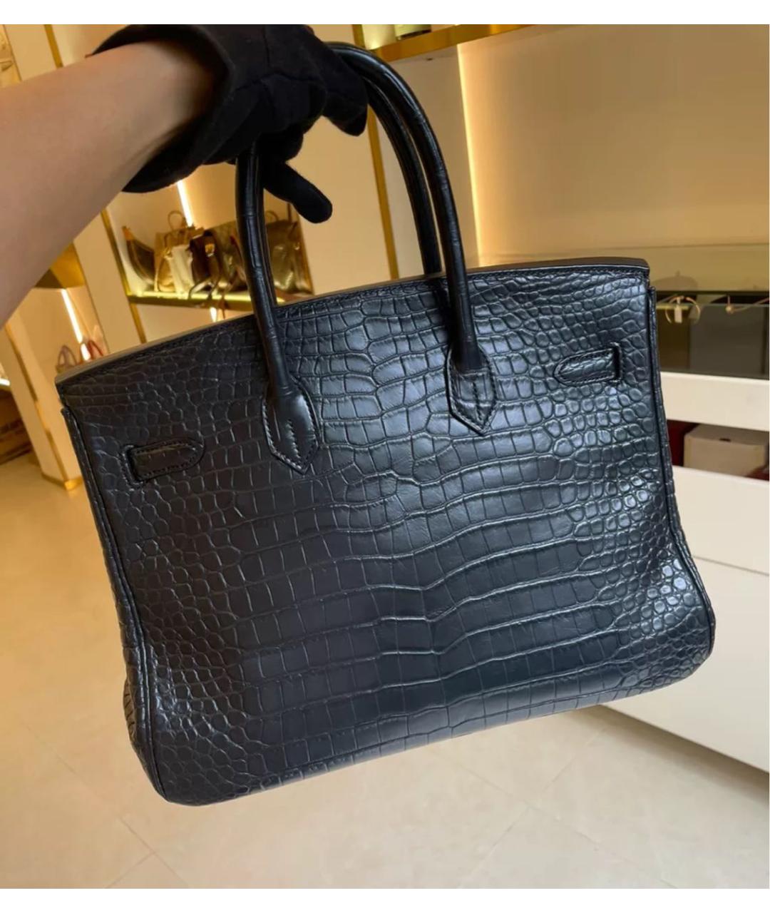 HERMES Черная кожаная сумка тоут, фото 2