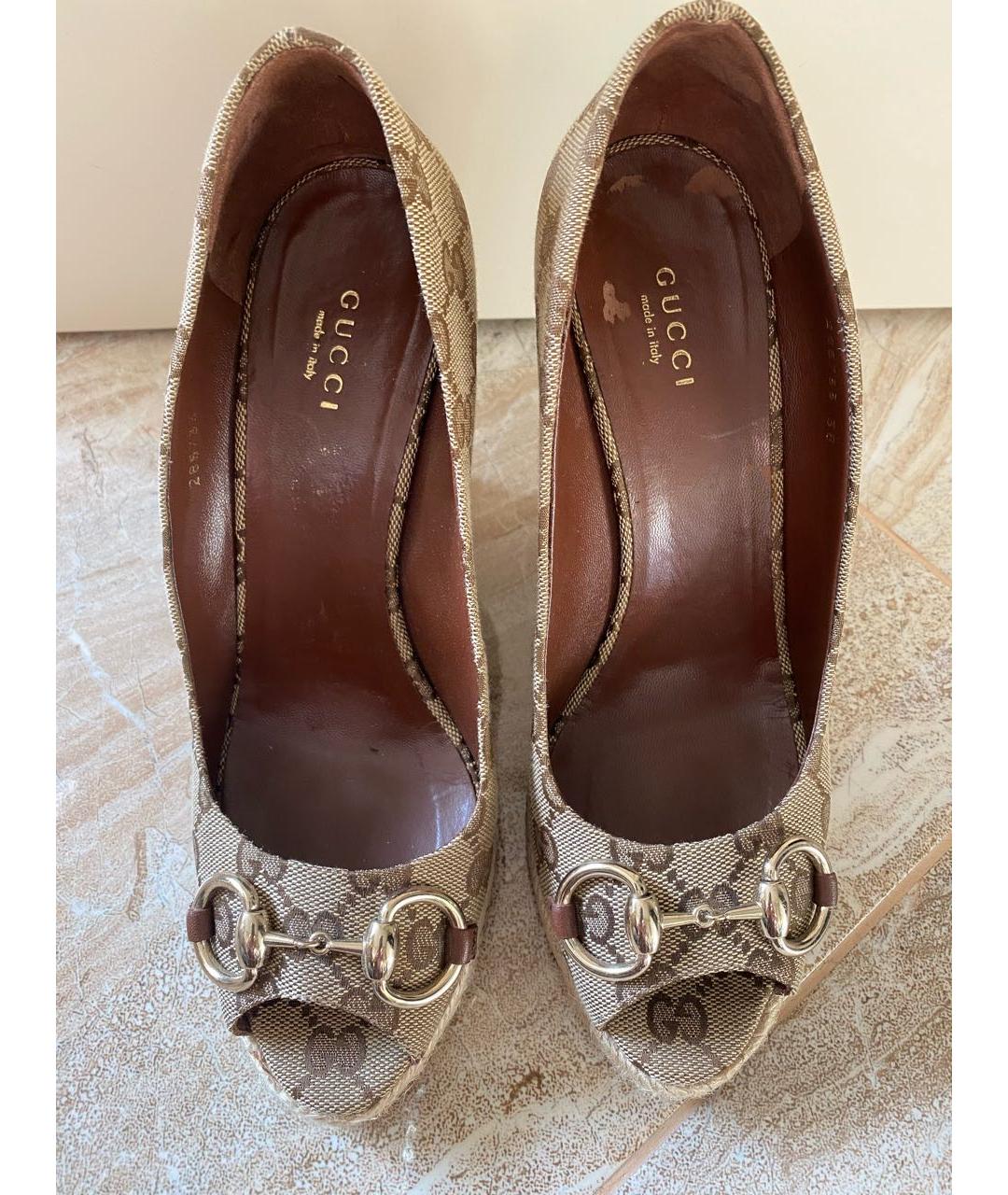 GUCCI Бежевые текстильные туфли, фото 2