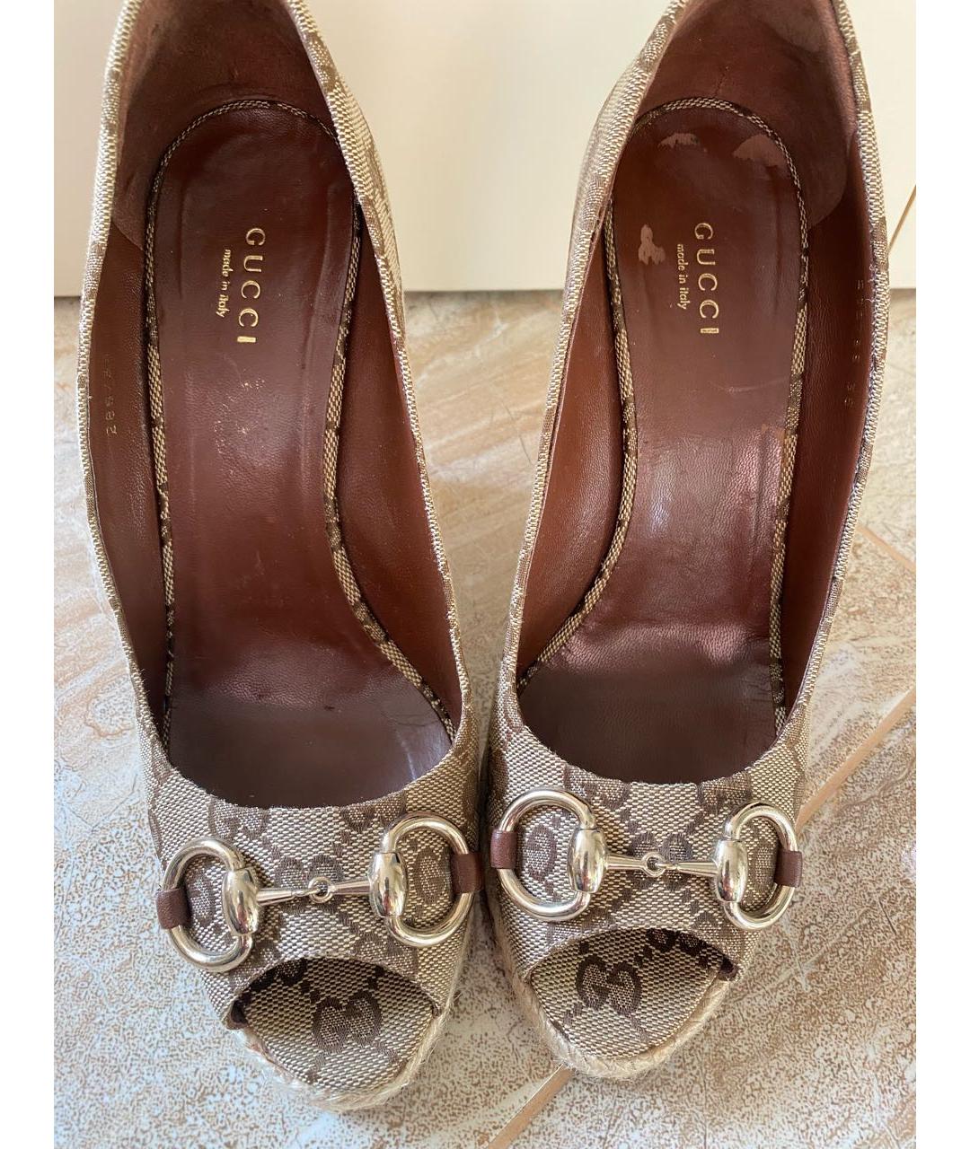 GUCCI Бежевые текстильные туфли, фото 5