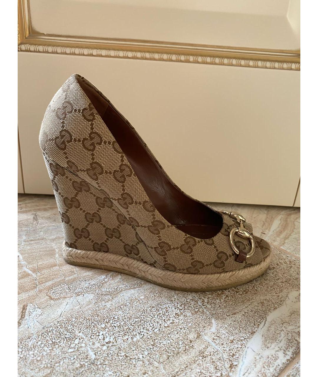 GUCCI Бежевые текстильные туфли, фото 8