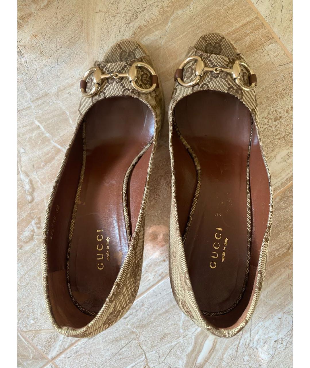 GUCCI Бежевые текстильные туфли, фото 3