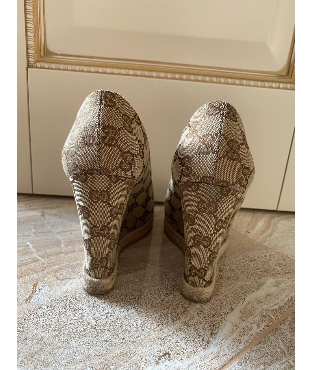 GUCCI Бежевые текстильные туфли, фото 4