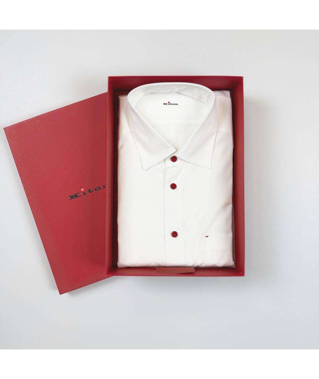 KITON Белая хлопковая классическая рубашка, фото 2