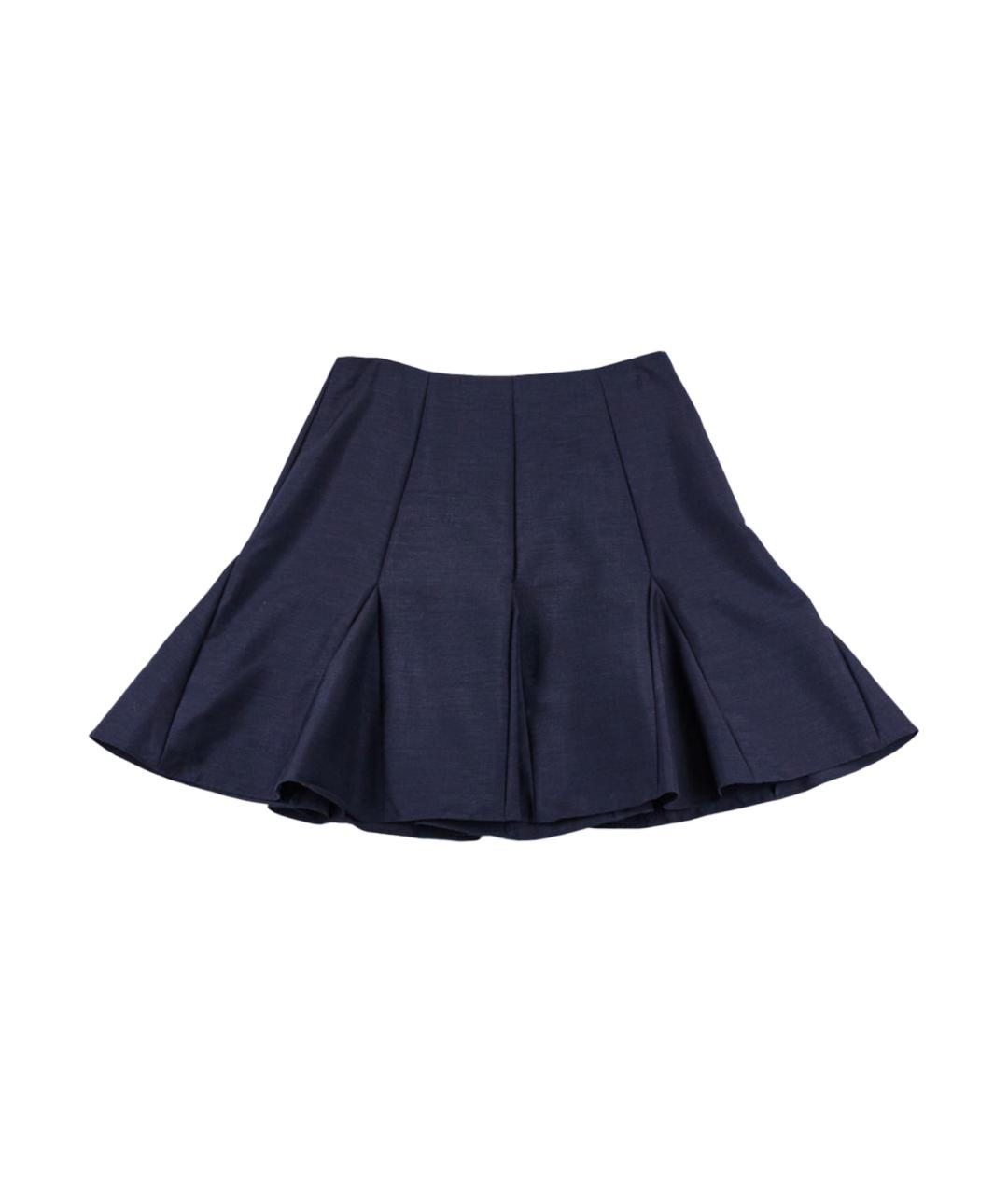 CHRISTIAN DIOR Темно-синяя шерстяная юбка мини, фото 1