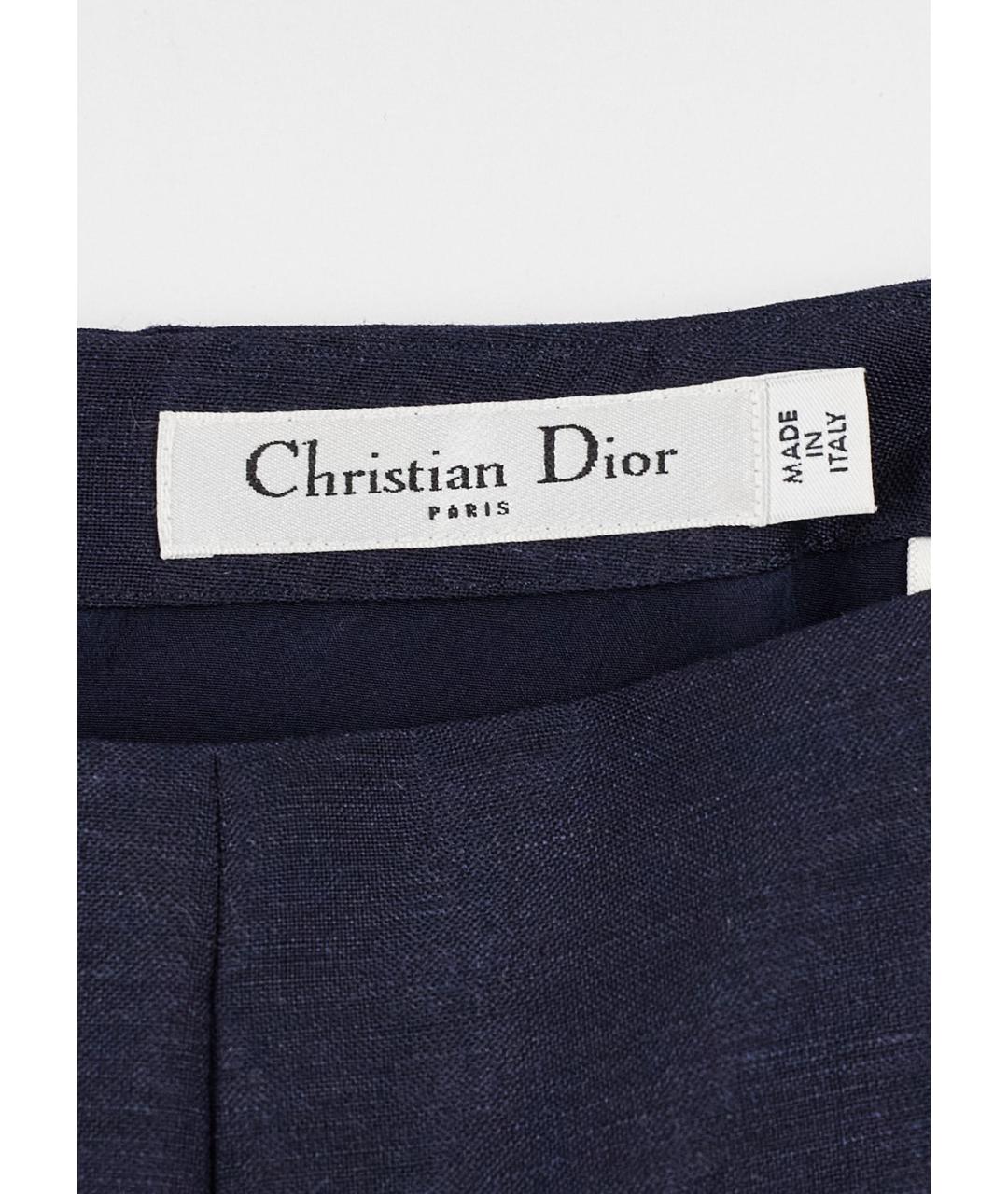 CHRISTIAN DIOR Темно-синяя шерстяная юбка мини, фото 3