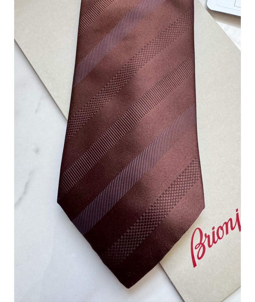 BRIONI Коричневый шелковый галстук, фото 4