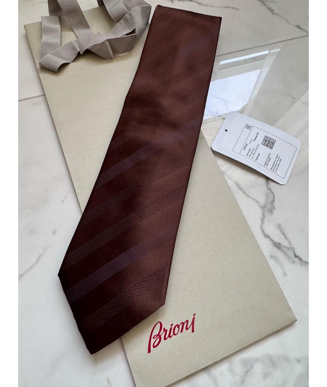 BRIONI Коричневый шелковый галстук, фото 6