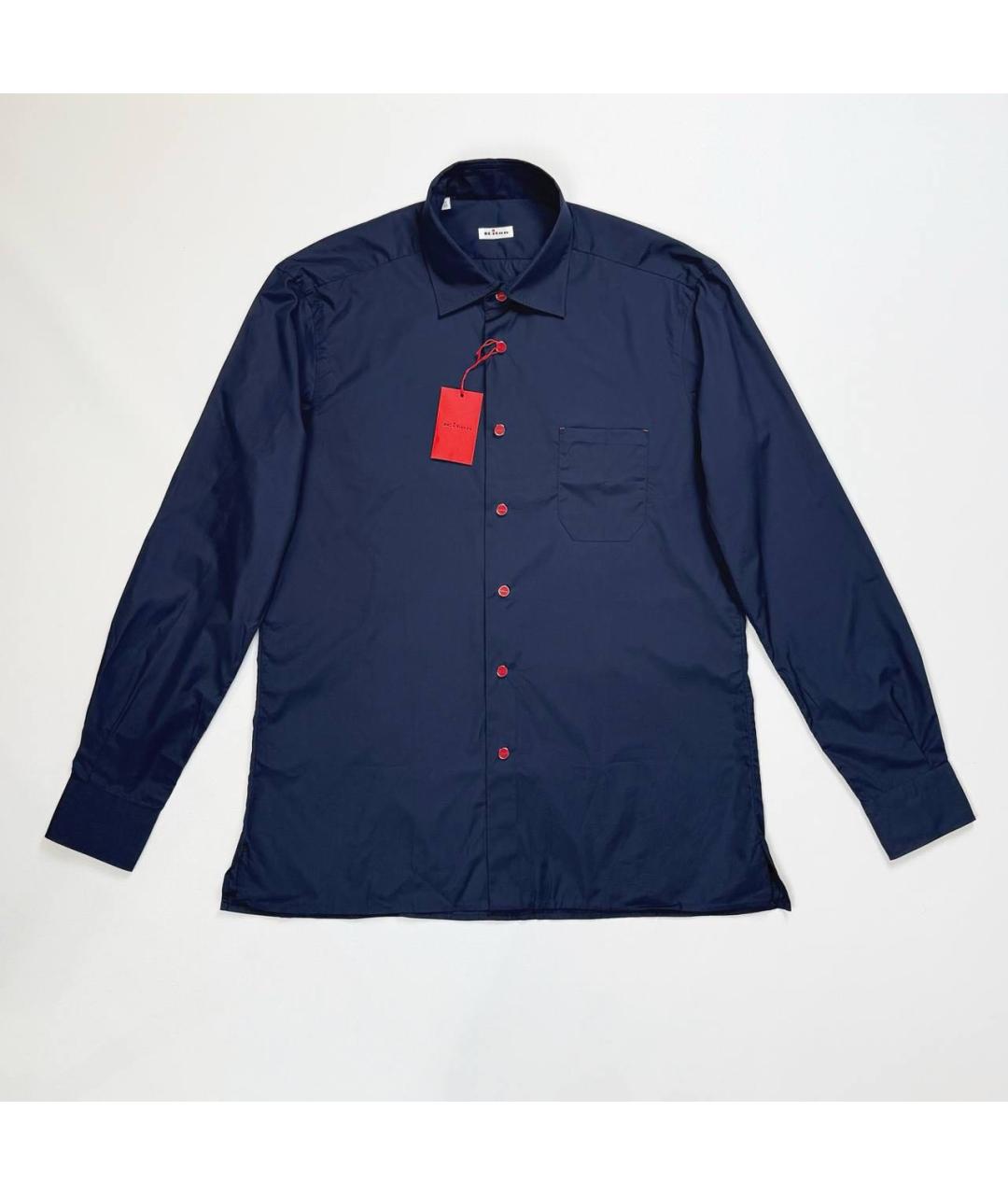 KITON Темно-синяя хлопковая классическая рубашка, фото 5