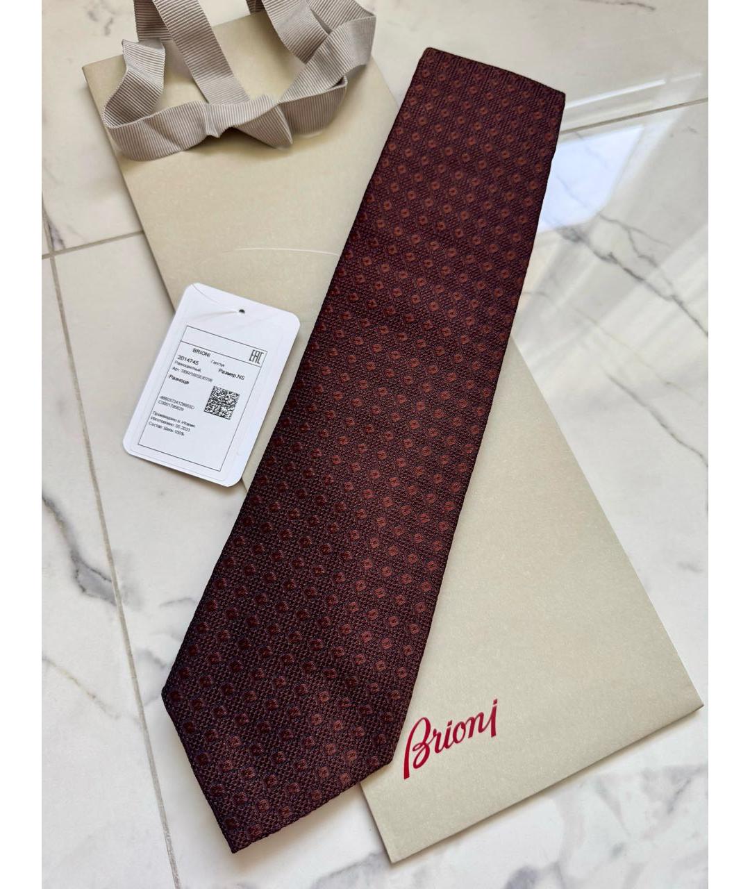 BRIONI Бордовый шелковый галстук, фото 4