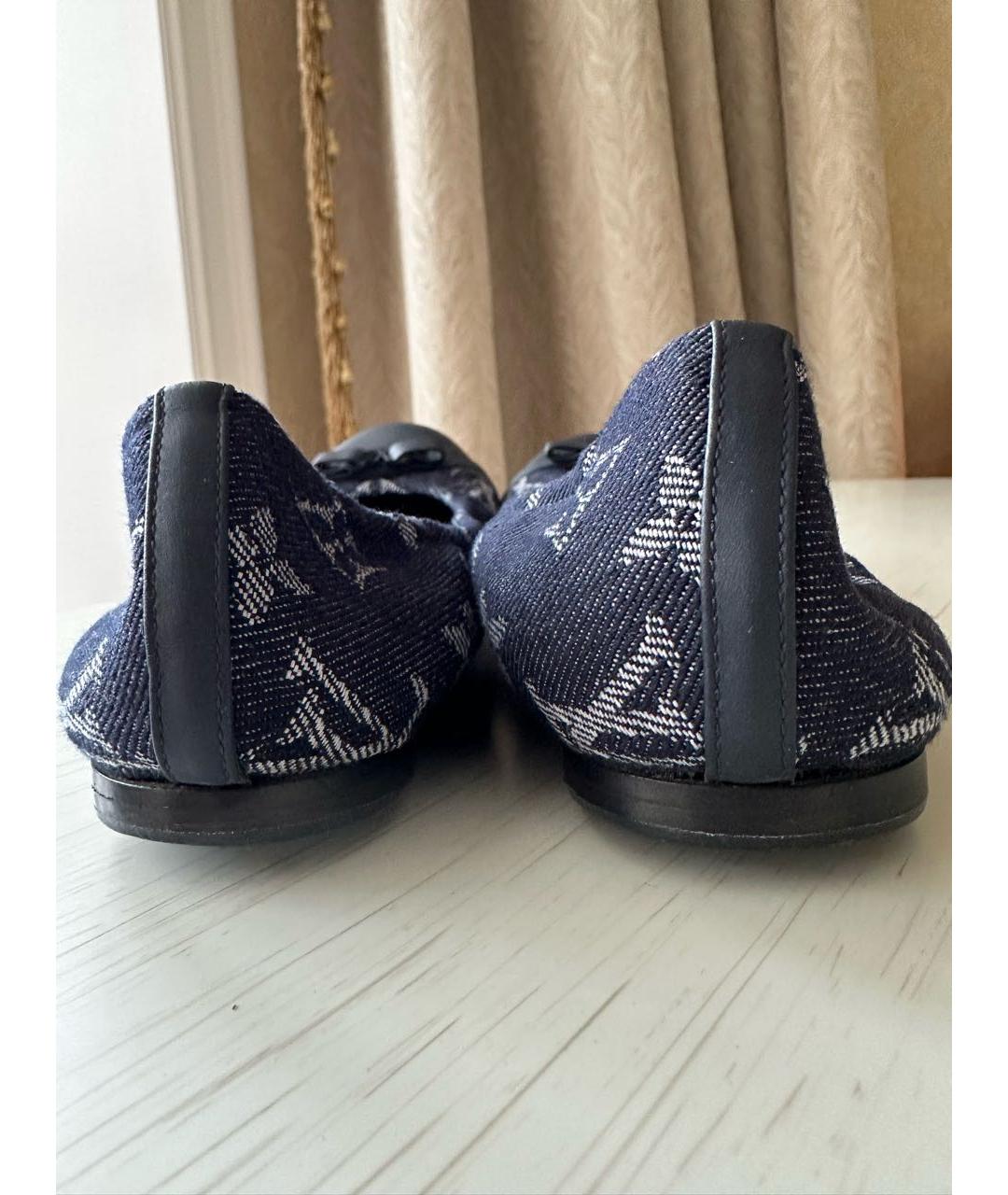 LOUIS VUITTON Темно-синие текстильные балетки, фото 6