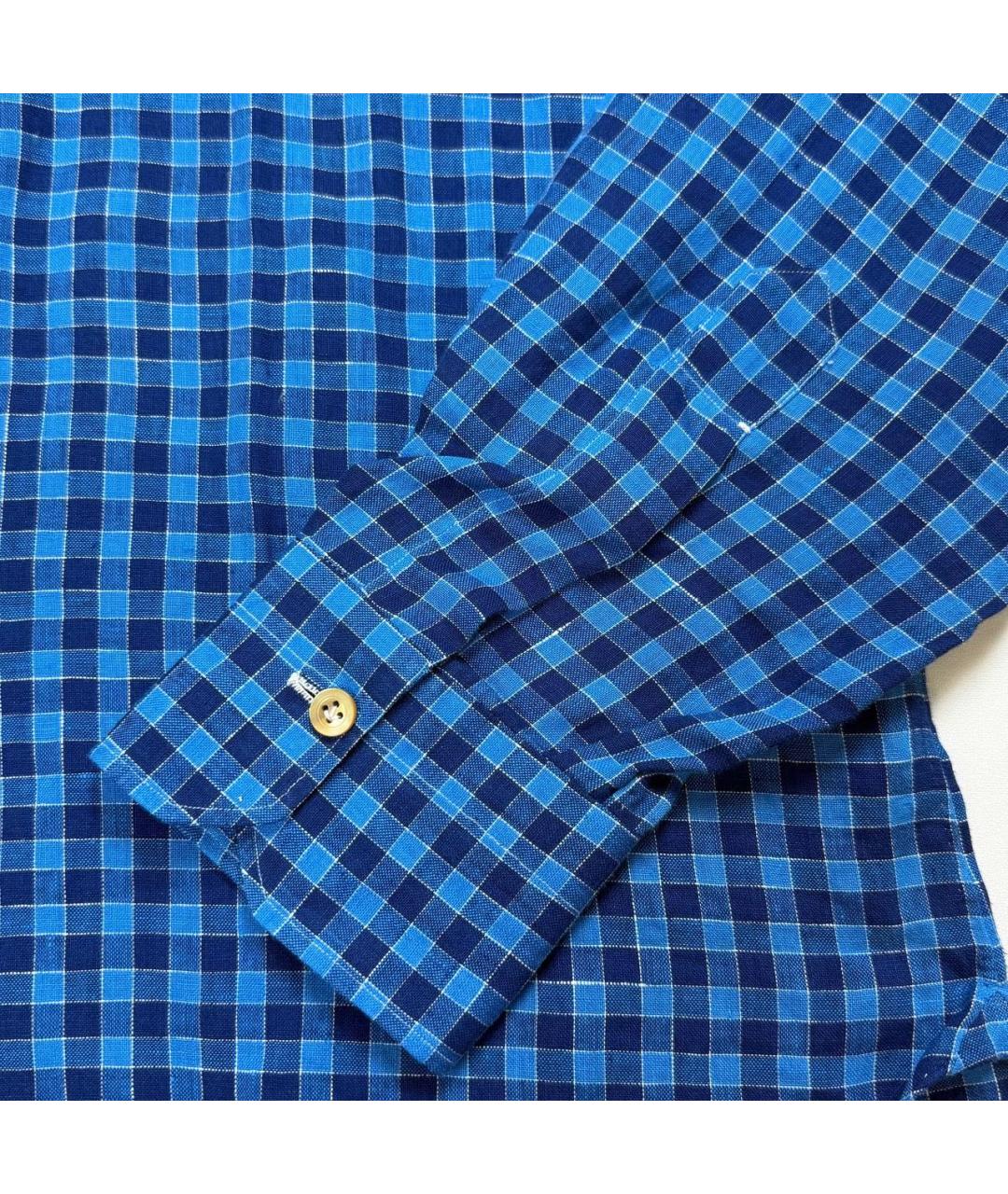 KITON Синяя льняная классическая рубашка, фото 4
