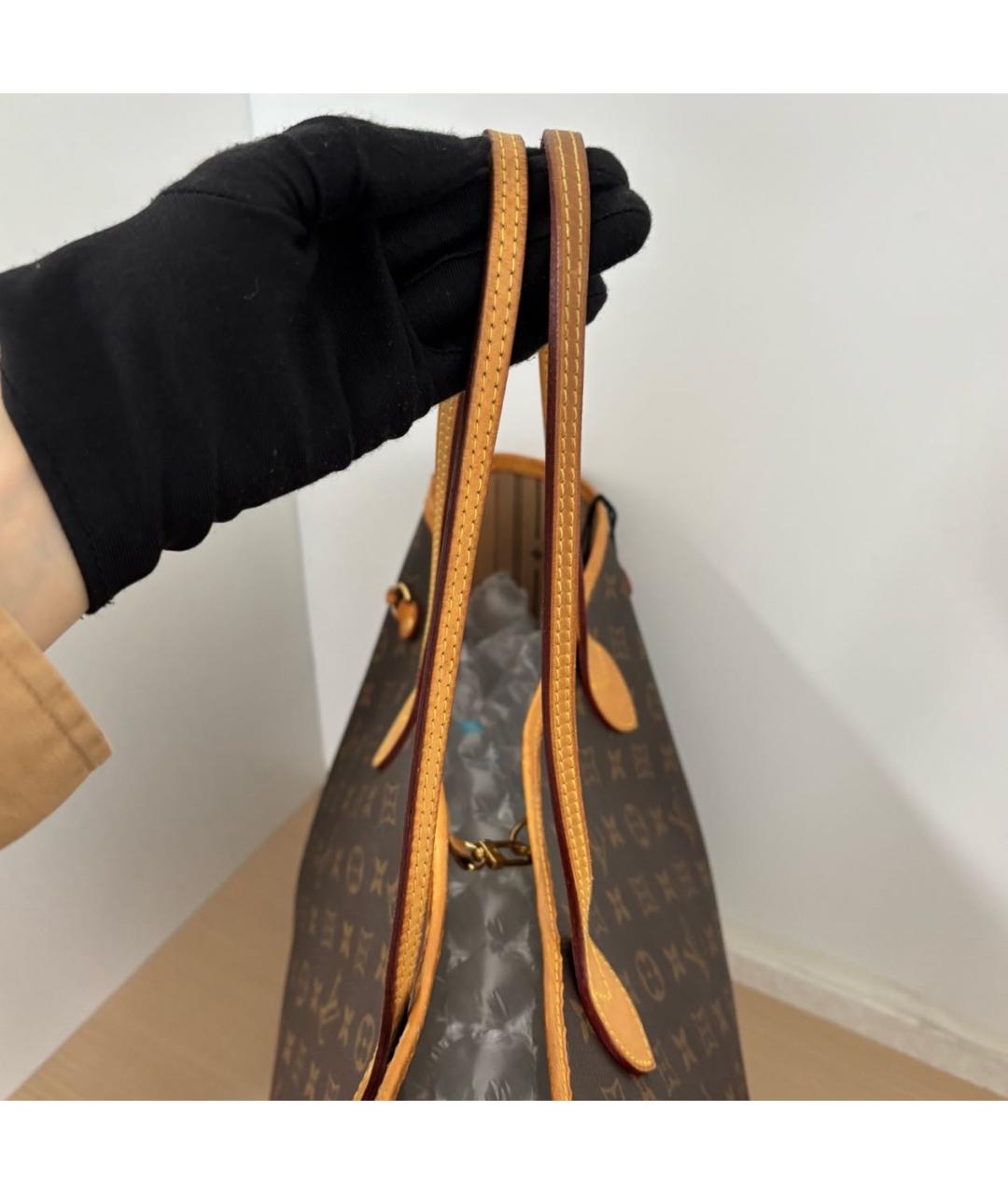LOUIS VUITTON Коричневая кожаная сумка тоут, фото 7