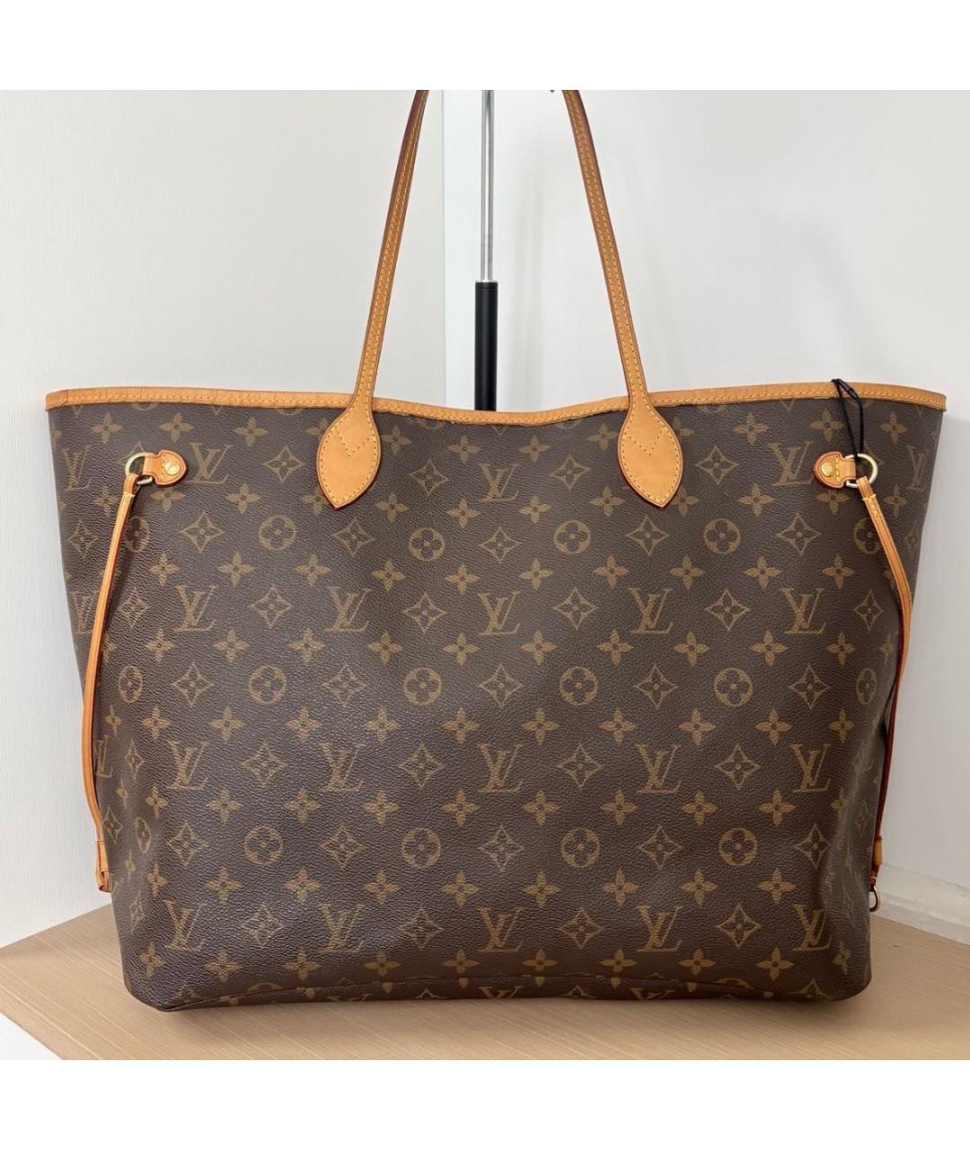 LOUIS VUITTON Коричневая кожаная сумка тоут, фото 9