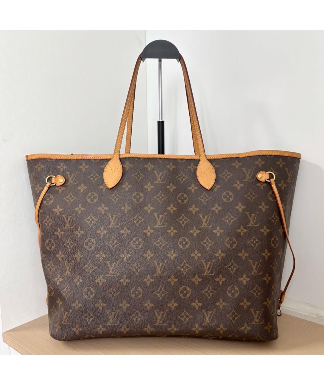 LOUIS VUITTON Коричневая кожаная сумка тоут, фото 2