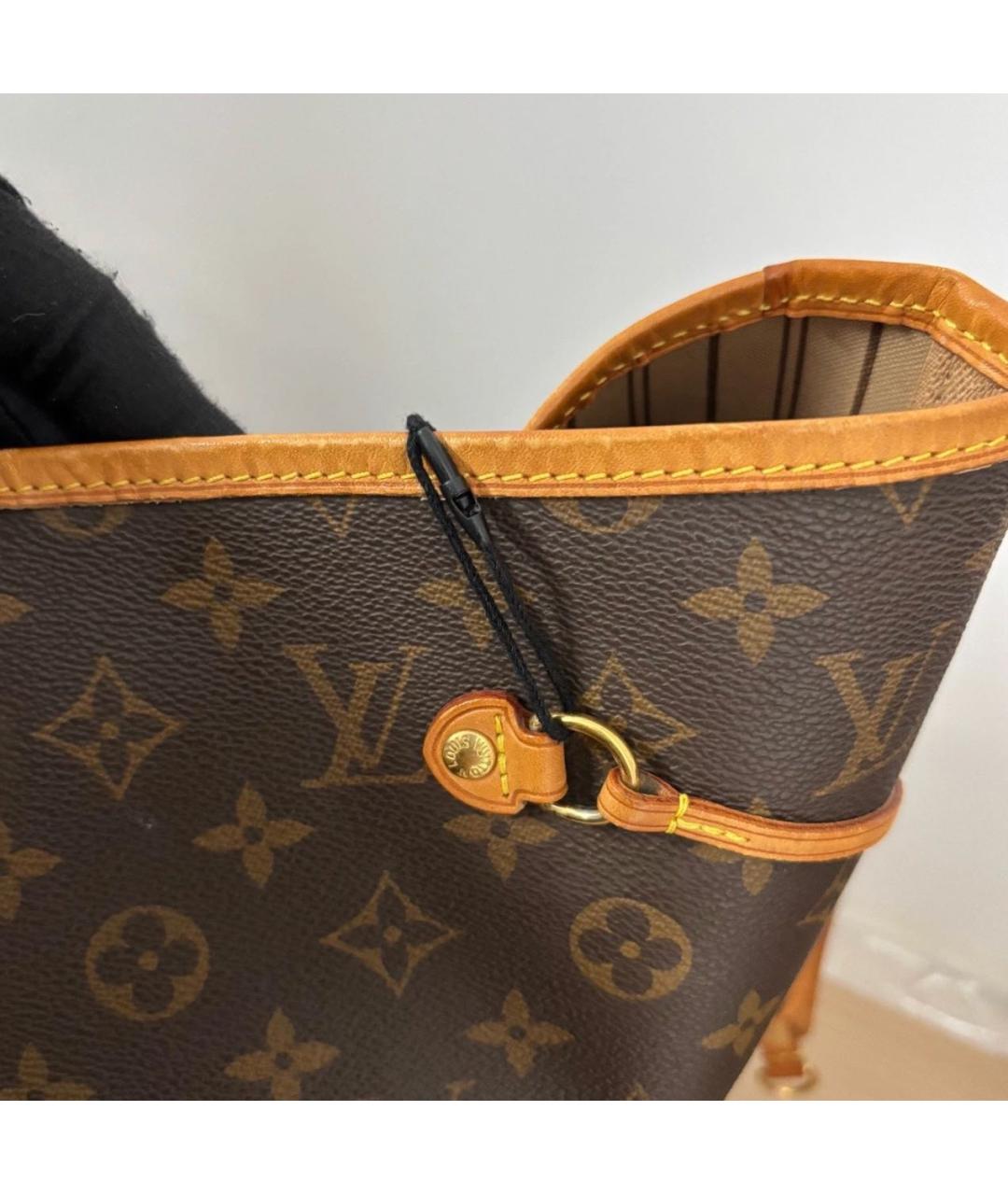 LOUIS VUITTON Коричневая кожаная сумка тоут, фото 8