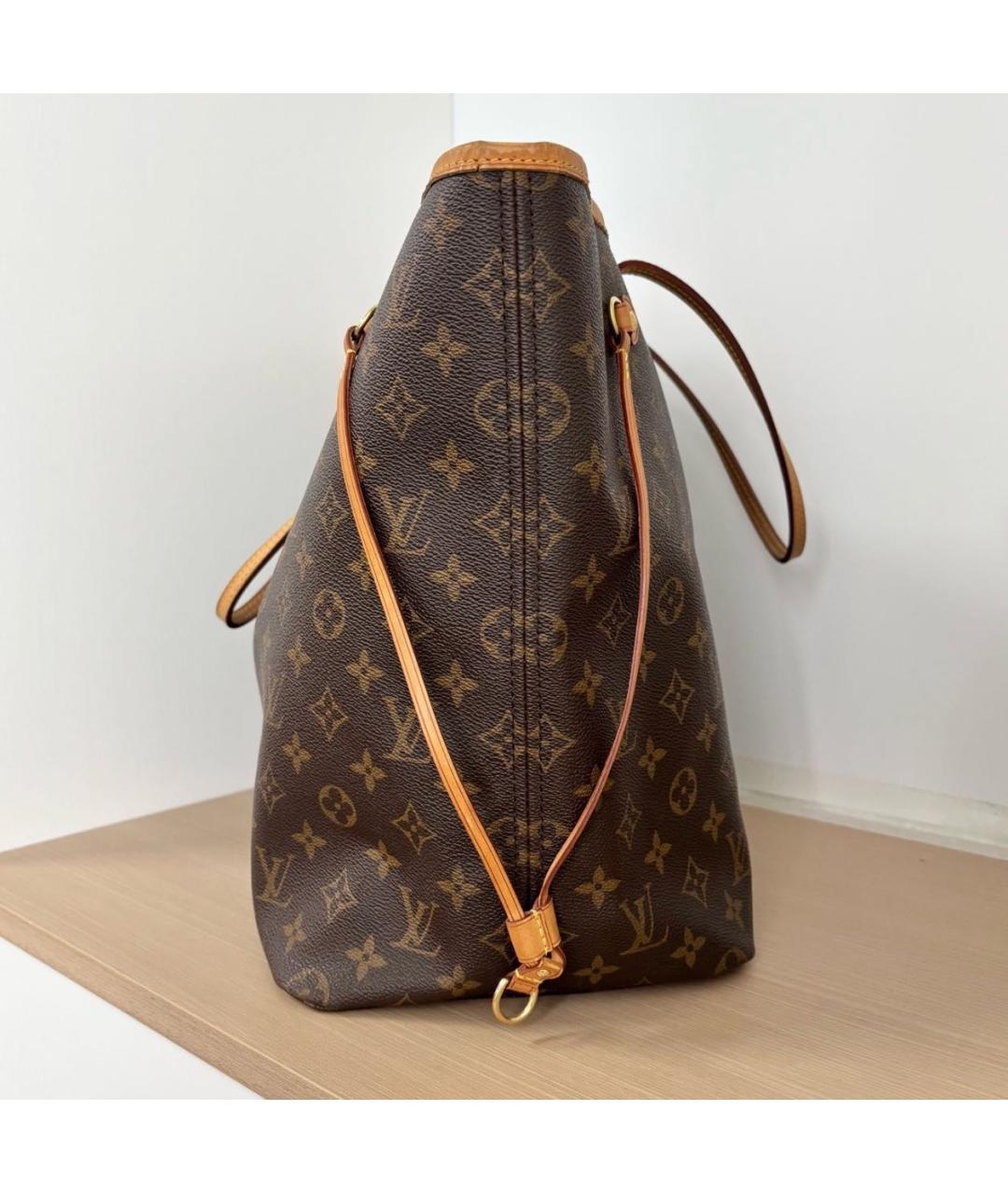 LOUIS VUITTON Коричневая кожаная сумка тоут, фото 3