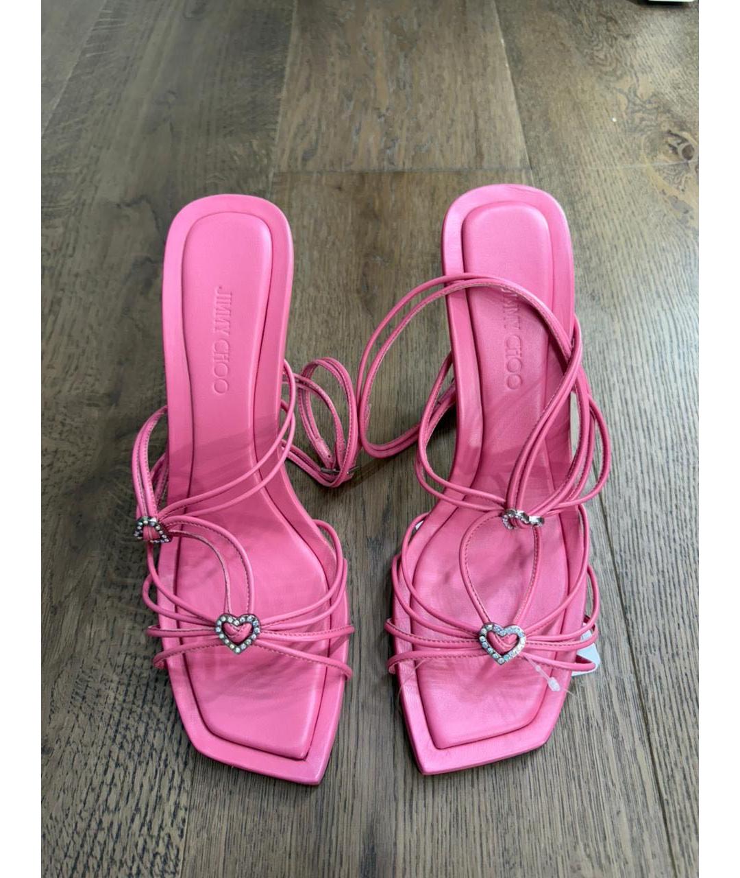 JIMMY CHOO Розовые кожаные босоножки, фото 2