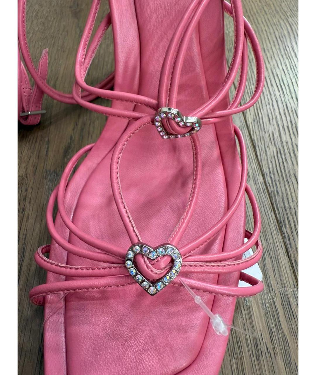 JIMMY CHOO Розовые кожаные босоножки, фото 3