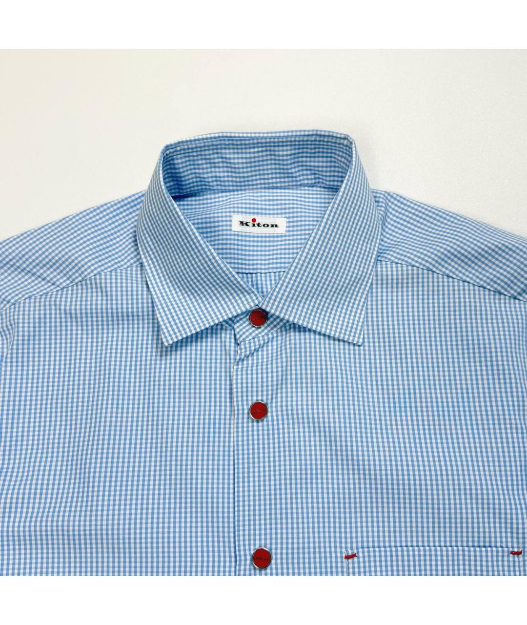 KITON Голубая хлопковая классическая рубашка, фото 3