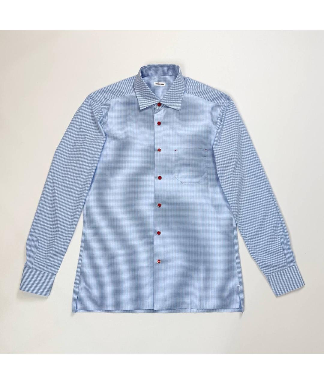 KITON Голубая хлопковая классическая рубашка, фото 5