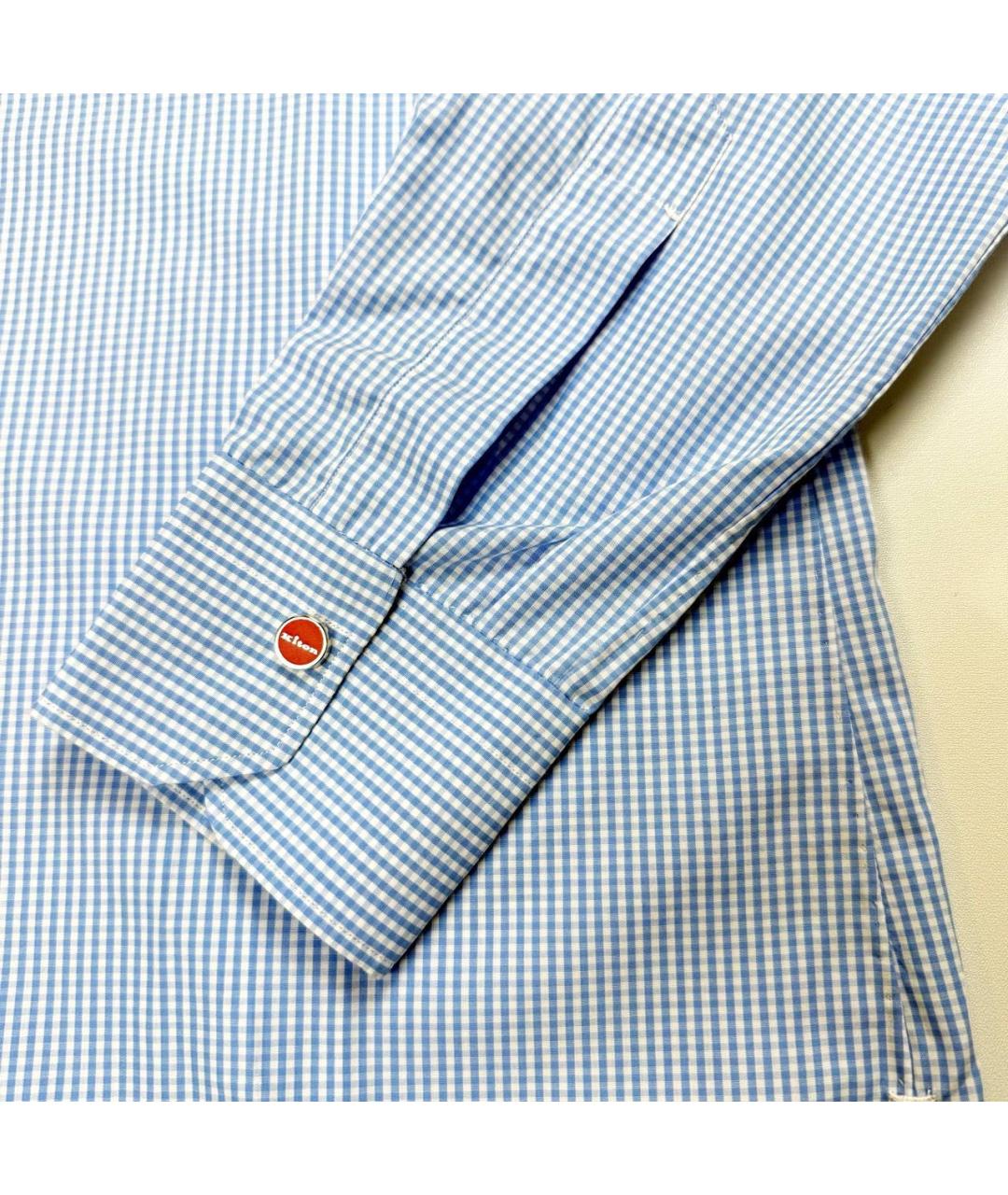 KITON Голубая хлопковая классическая рубашка, фото 4