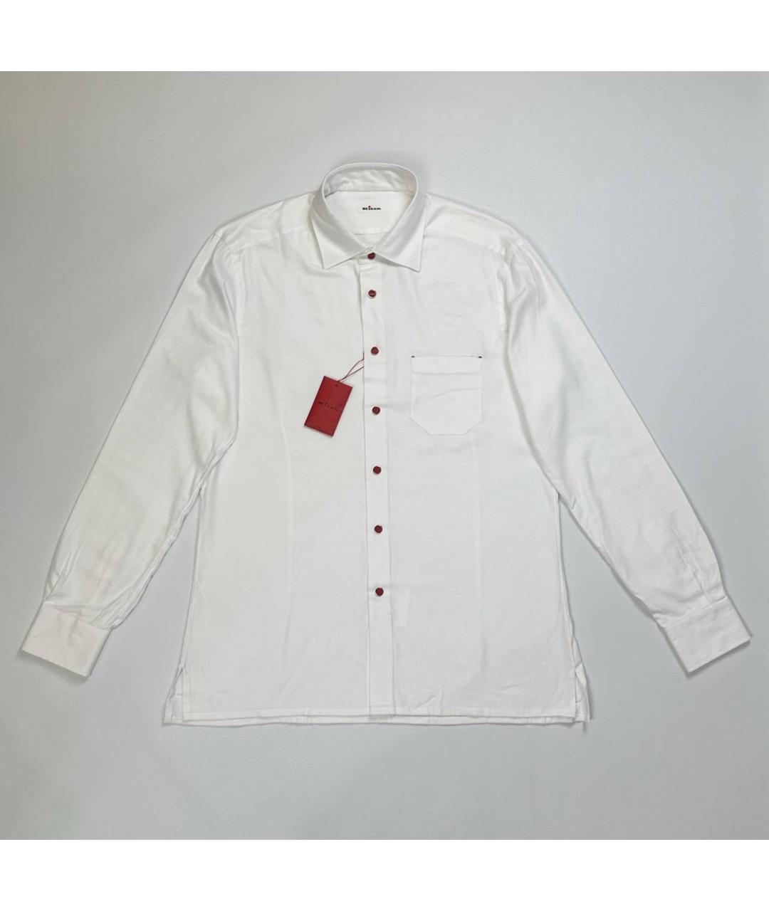 KITON Белая хлопко-лиоцелловая классическая рубашка, фото 5