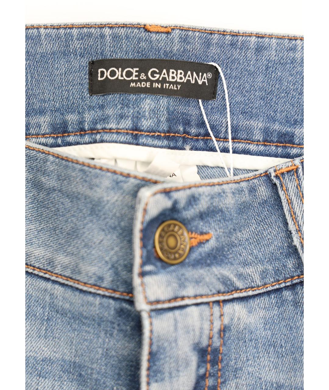 DOLCE&GABBANA Голубые хлопковые джинсы клеш, фото 4