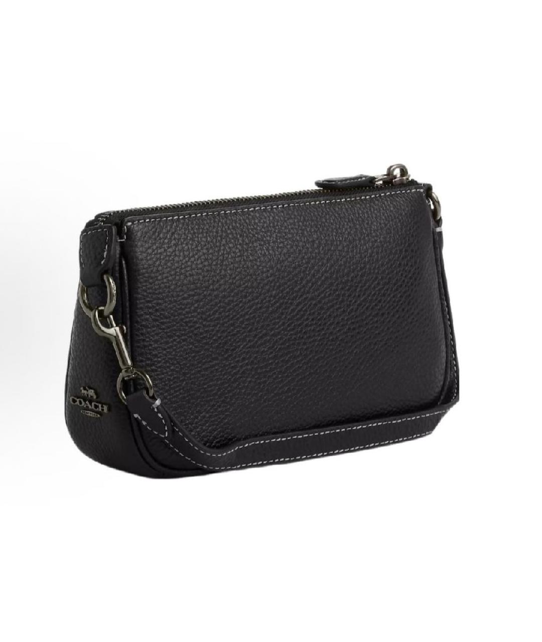 COACH Черная кожаная сумка с короткими ручками, фото 3